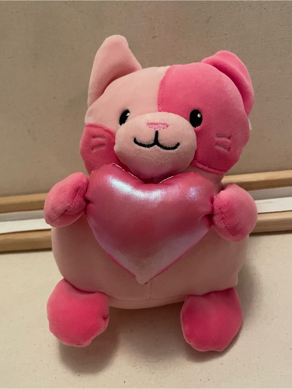 Pink Plush Cat Toy with Heart - Soft Small Pet Plush